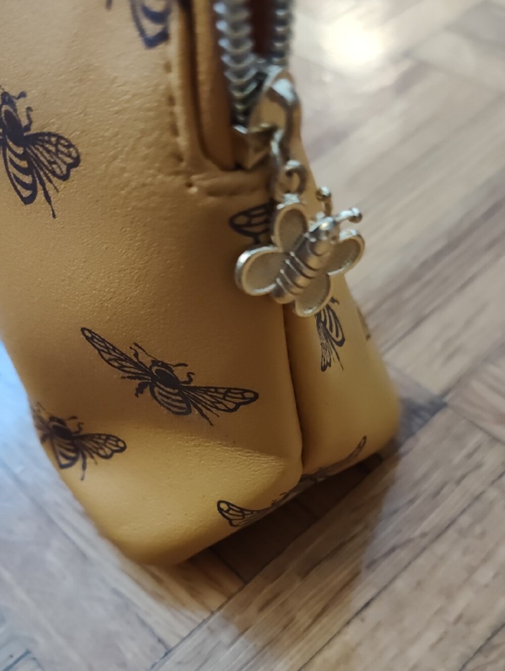 Yellow Bee Print Zip makeup Pouch - Picture 2 of 3